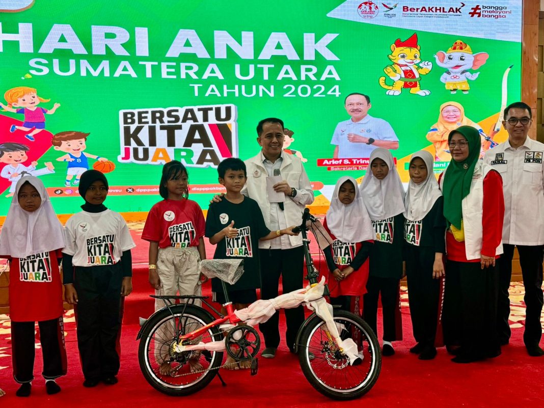 Peringatan Hari Anak Nasional 2024 Pemprov Sumut di Aula Tengku Rizal Nurdin, Rabu (31/7/2024). (Dok/Pelindo Regional I Medan)