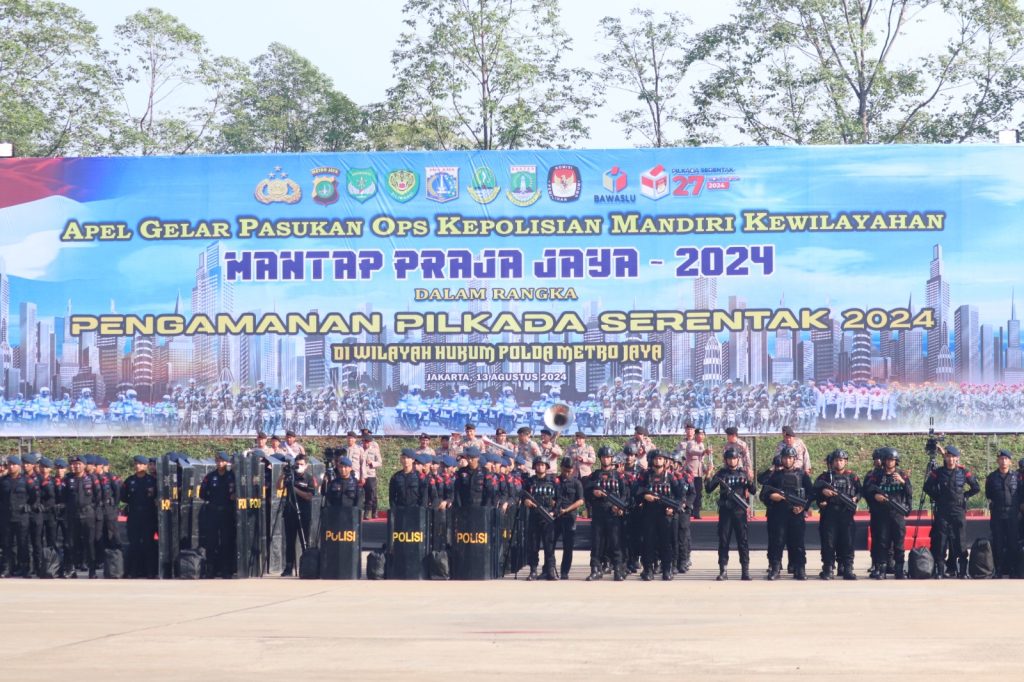 Apel gelar pasukan yang digelar di lapangan Satlat Korbrimob Polri, Cikeas, Bogor, Selasa (13/8/2024). (Dok/Humas Polri)