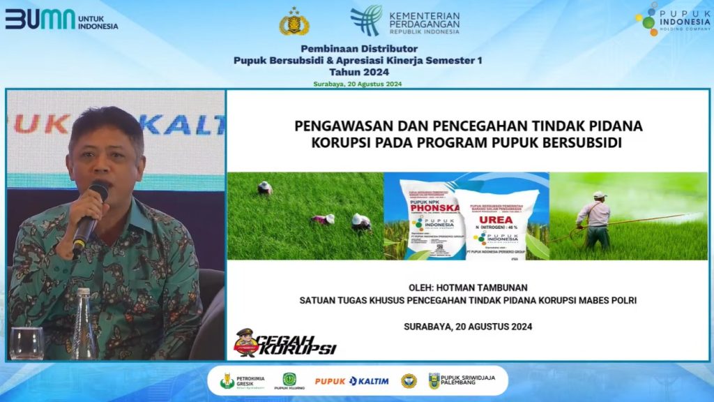 Pengawasan dan pencegahan tindak pidana korupsi pada program pupuk bersubsidi, Selasa (20/8/2024). (Dok/Humas Polri)