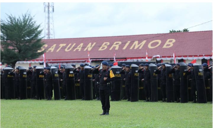 Satuan Brimob Polda Sumut menggelar Apel Kesiapsiagaan Personil di Lapangan Mako Sat Brimob Polda Sumut, Ksatriaan KE Lumi, Jalan Bhayangkara, Indra Kasih, Kecamatan Medan Tembung, Kota Medan, Senin (26/8/2024). (Dok/Polda Sumut)