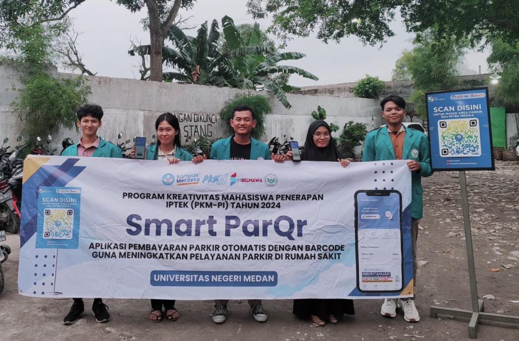 Mahasiswa Unimed ciptakan Smart ParQR, aplikasi parkir yang nyaman & efisien dan sudah di uji coba di RSU Mitra Medika Medan.