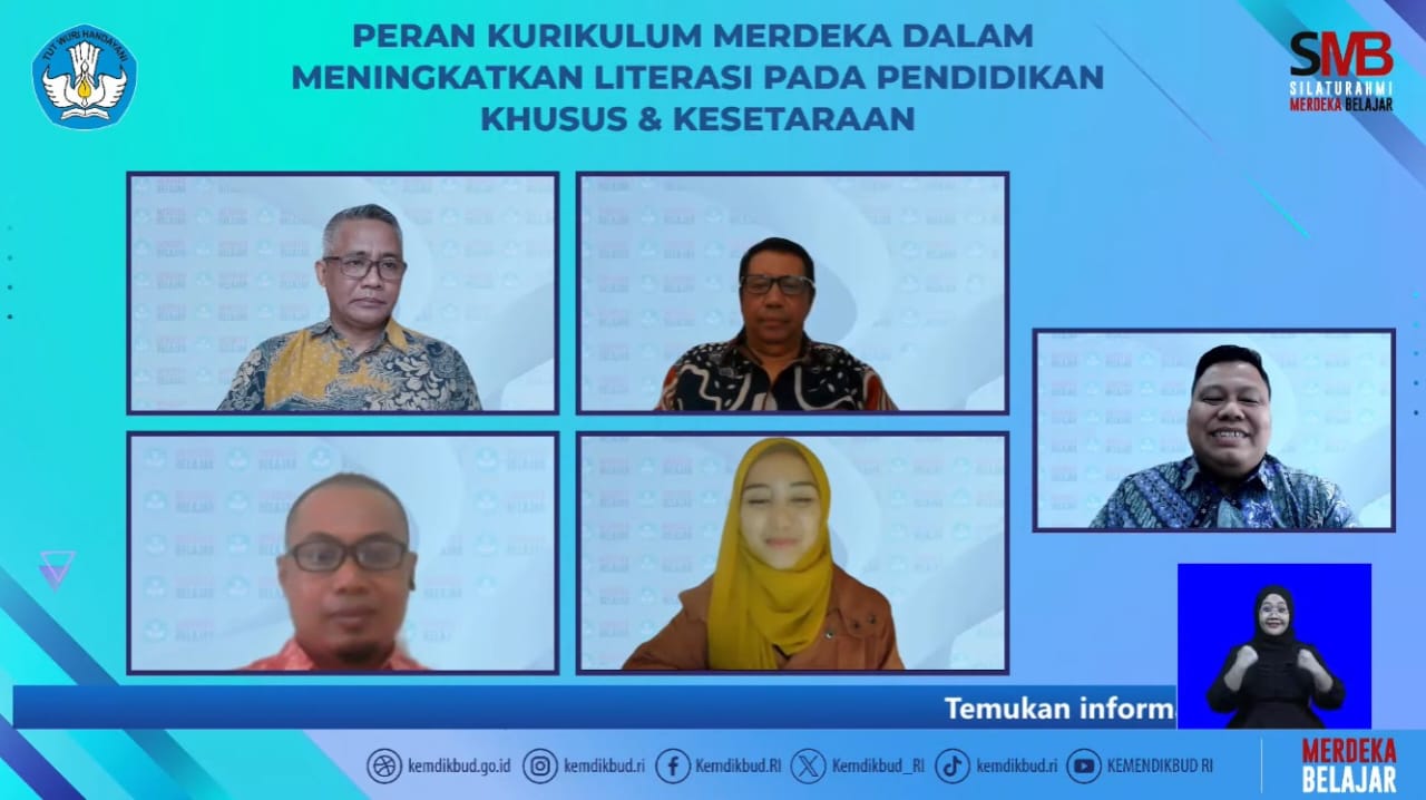 Webinar SMB bertajuk “Peran Kurikulum Merdeka dalam Meningkatkan Literasi pada Pendidikan Khusus dan Kesetaraan”, Kamis (5/9/2024). (Dok/Kemendikbudristek)