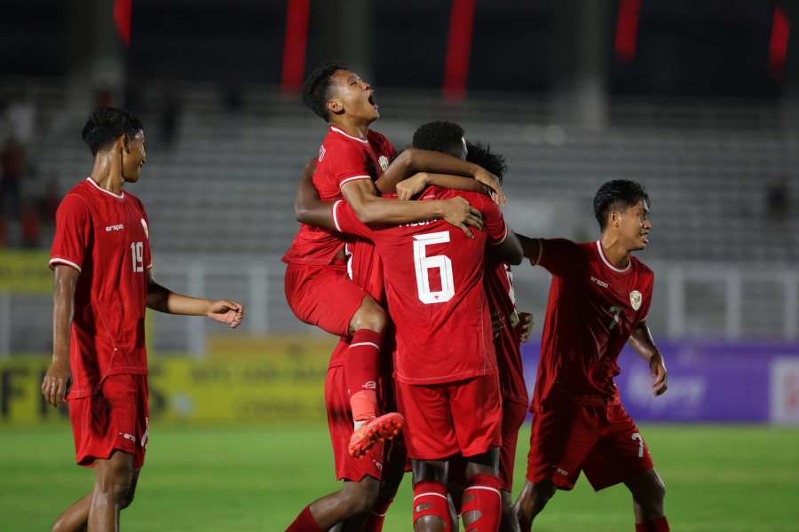 Kegembiraan para pemain Timnas U-20 Indonesia, usai mencetak gol ke gawang Maladewa di Stadion Madya GBK, Senayan, Jakarta, Rabu (25/9/2024). (Dok/PSSI)