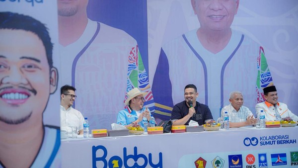 Bobby dan Surya mengumumkan Tim Pemenangan di Pilgub Sumut 2024, Jumat (20/9/2024).