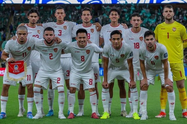 Skuad Timnas Indonesia saat bertemu Arab Saudi di Kualifikasi Piala Dunia 2026 zona Asia.