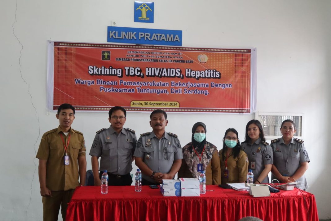 Pelaksanaan skrining kesehatan bagi Warga Binaan Pemasyarakatan di Lapas Kelas IIA Pancurbatu, Senin (30/9/2024). (Dok/Lapas Pancurbatu)