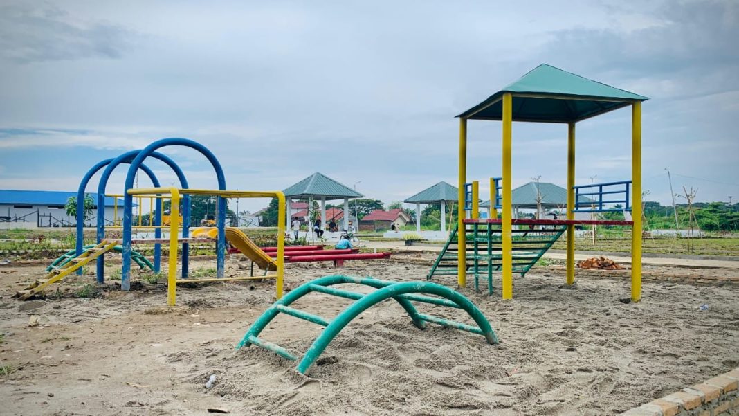 Pembangunan jogging track di sekitar Kolam Retensi Martubung telah selesai. (Dok/Prokopim Pemko Medan)