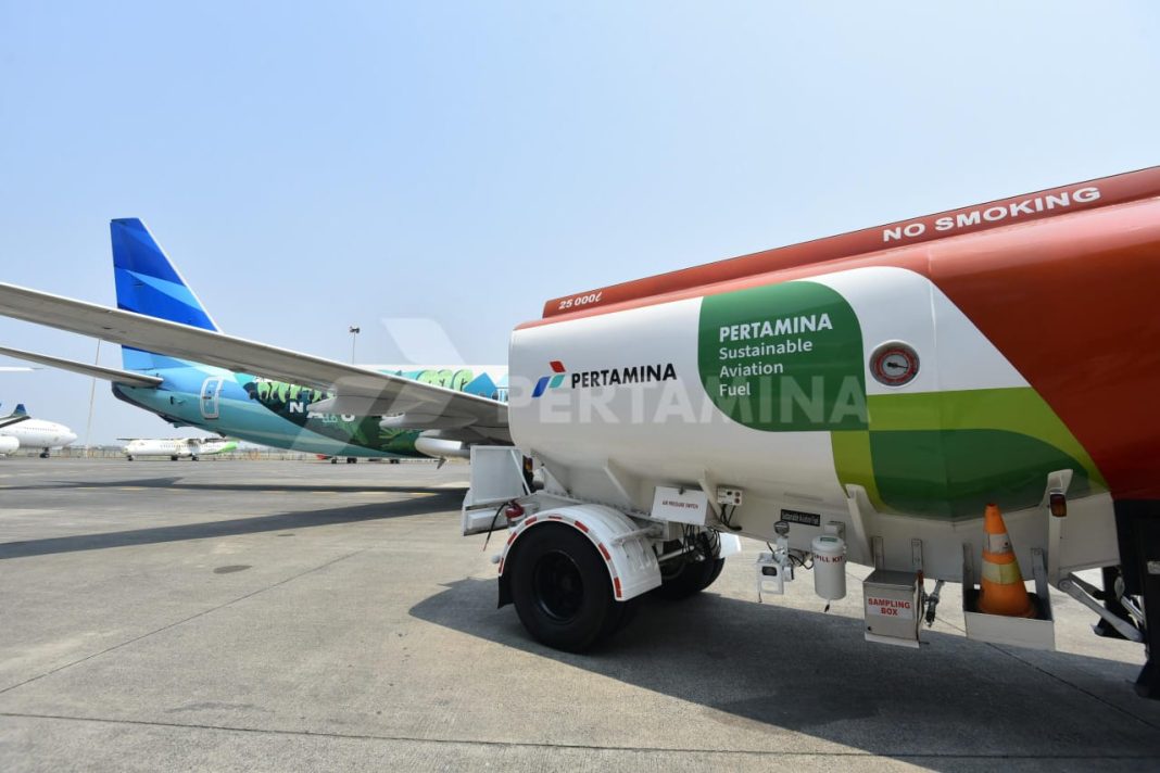 Sustainable Aviation Fuel (SAF), salah satu terobosan Pertamina untuk mendukung swasembada energi. (Dok/Pertamina)