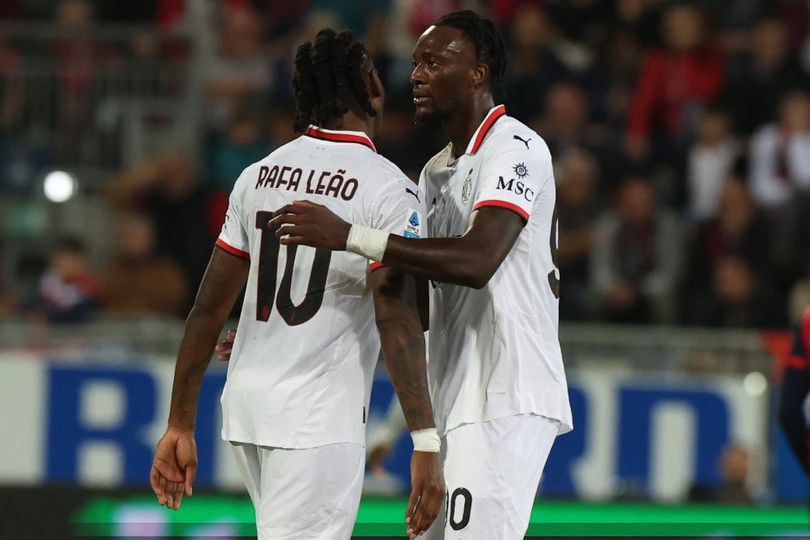 Rafael Leao dan Tammy Abraham pada laga Cagliari vs AC Milan di pekan ke-12 Serie A 2024/2025, Minggu (10/11/2024).