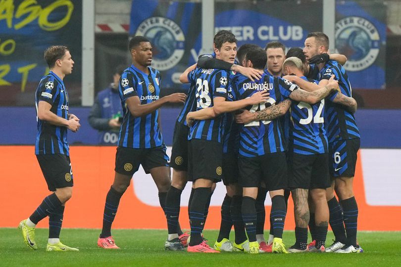 Selebrasi skuad Inter Milan dalam laga Liga Champions versus RB Leipzig, Rabu (27/11/2024).