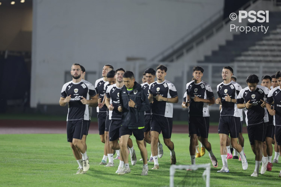 Pemain Timnas Indonesia mengikuti latihan jelang pertandingan melawan Jepang. (Dok/PSSI)