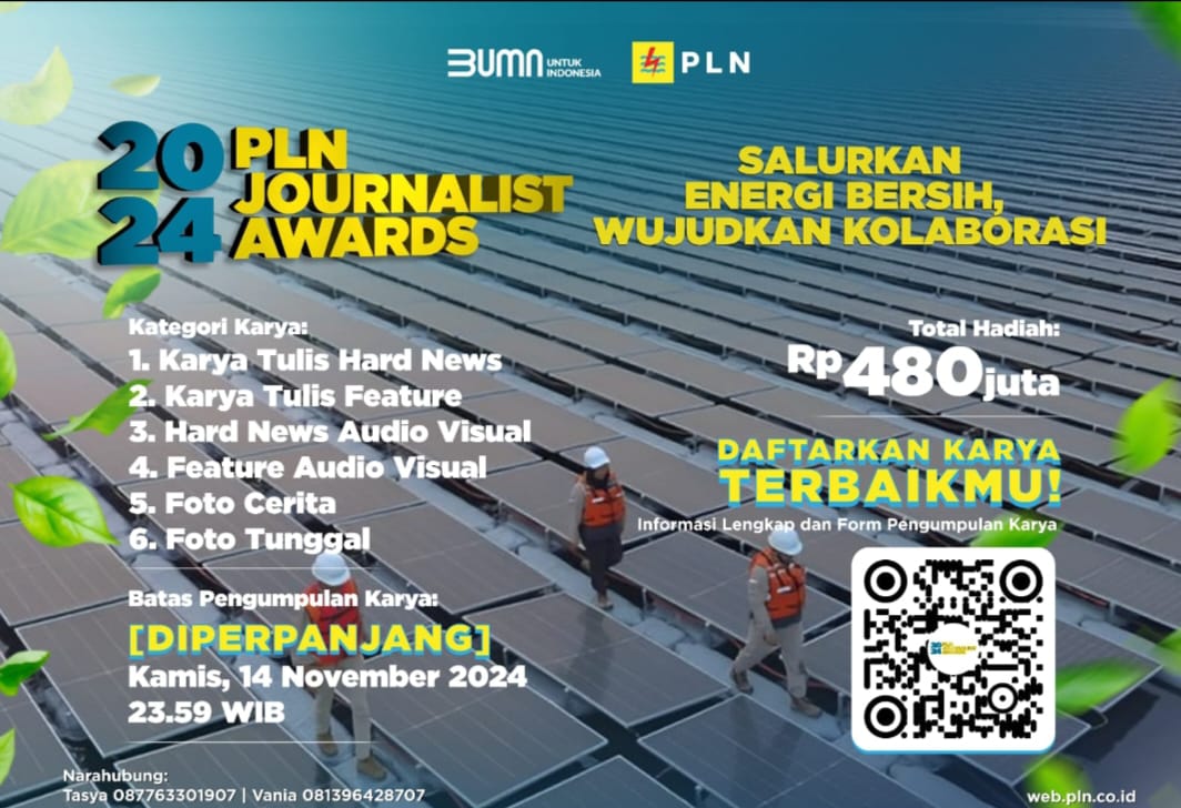 PLN Journalist Award (PJA) 2024, diperpanjang masa pendaftaran, sampai 14 November 2024.