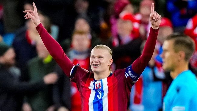 Erling Haaland bikin hattrick di laga Norwegia vs Kazakhstan.