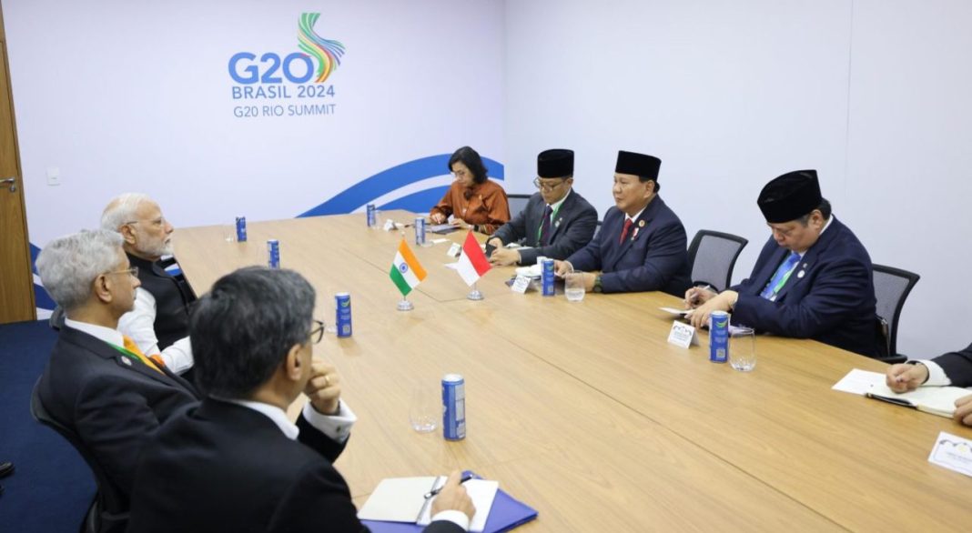 Presiden Prabowo Subianto mengadakan pertemuan bilateral dengan Perdana Menteri (PM) India, Narendra Modi, Senin (18/11/2024), di sela-sela Konferensi Tingkat Tinggi (KTT) G20 di Rio de Janeiro, Brasil.