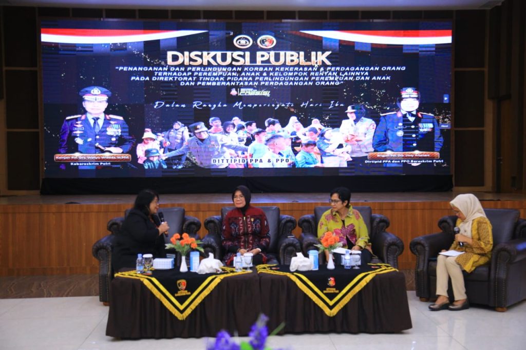 Diskusi perlindungan perempuan dan anak yang digelar oleh Dittipid PPA-PPO Bareskrim Polri, Jumat (13/12/2024), di Gedung Bareskrim Polri.