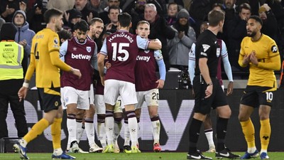 Jarrod Bowen mencetak gol ke gawang Wolverhampton dalam kemenangan 2-1 West Ham United pada laga Liga Inggris, Selasa (10/12/2024).