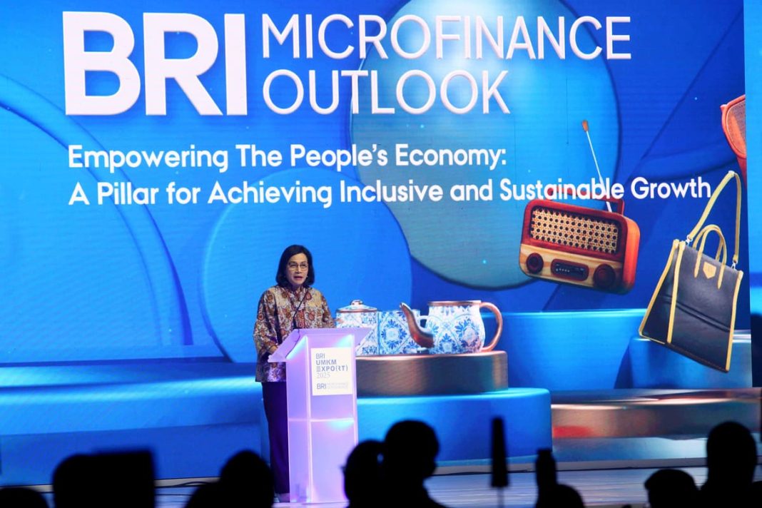 Menteri Keuangan, Sri Mulyani Indrawati, hadir dalam Acara BRI Microfinance Outlook di Tangerang pada Kamis (30/1/2025). (Dok/Kemenkeu)