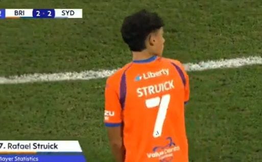 Rafael Struick saat tampil pada pertandingan Brisbane Roar vs Sydney FC. (Dok/tangkapan layar A-League)