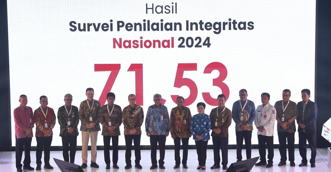 Komisi Pemberantasan Korupsi (KPK) merilis capaian hasil Survei Penilaian Integritas (SPI) Tahun 2024 di Gedung Merah Putih, Jakarta.