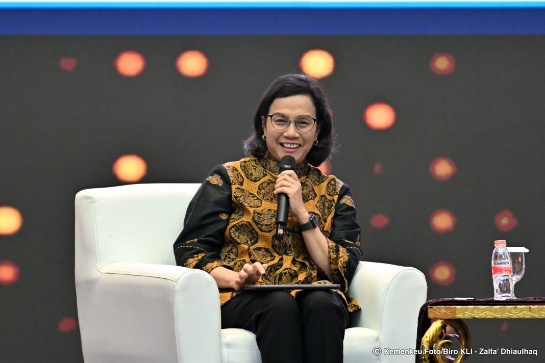 Menteri Keuangan Sri Mulyani Indrawati saat menghadiri Rapat Kerja Nasional Kejaksaan Republik Indonesia di Jakarta pada Selasa (14/1/2025). (Dok/Kemenkeu)