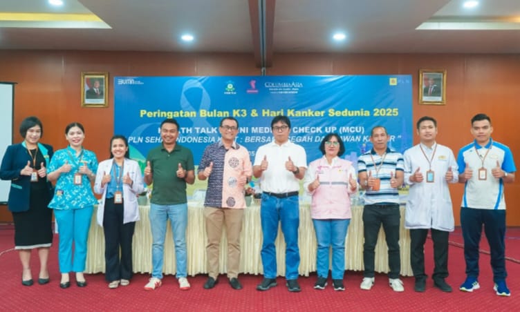 Dalam rangka memperingati Bulan Keselamatan dan Kesehatan Kerja (K3) Nasional 2025 dan Hari Kanker Sedunia 2025, PT PLN UIP Sumbagut menggelar kegiatan Health Talk & Mini Medical Check Up (MCU) dan foto bersama, Rabu (5/2/2025). (Dok/PLN)