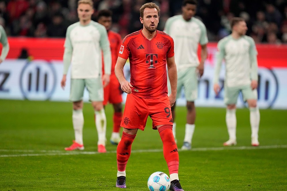 Harry Kane di laga Bayern Munchen vs Werder Bremen, Bundesliga 2024/2025.