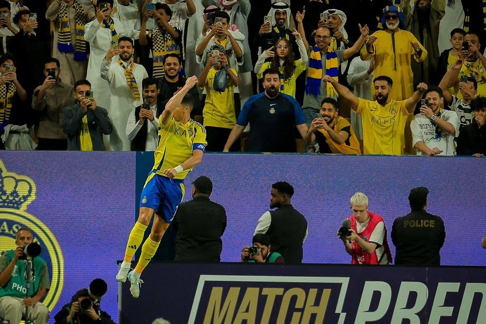 Selebrasi Cristiano Ronaldo dalam laga AFC Champions League Elite antara Al Nassr vs Esteghlal, Selasa (11/3/2025).