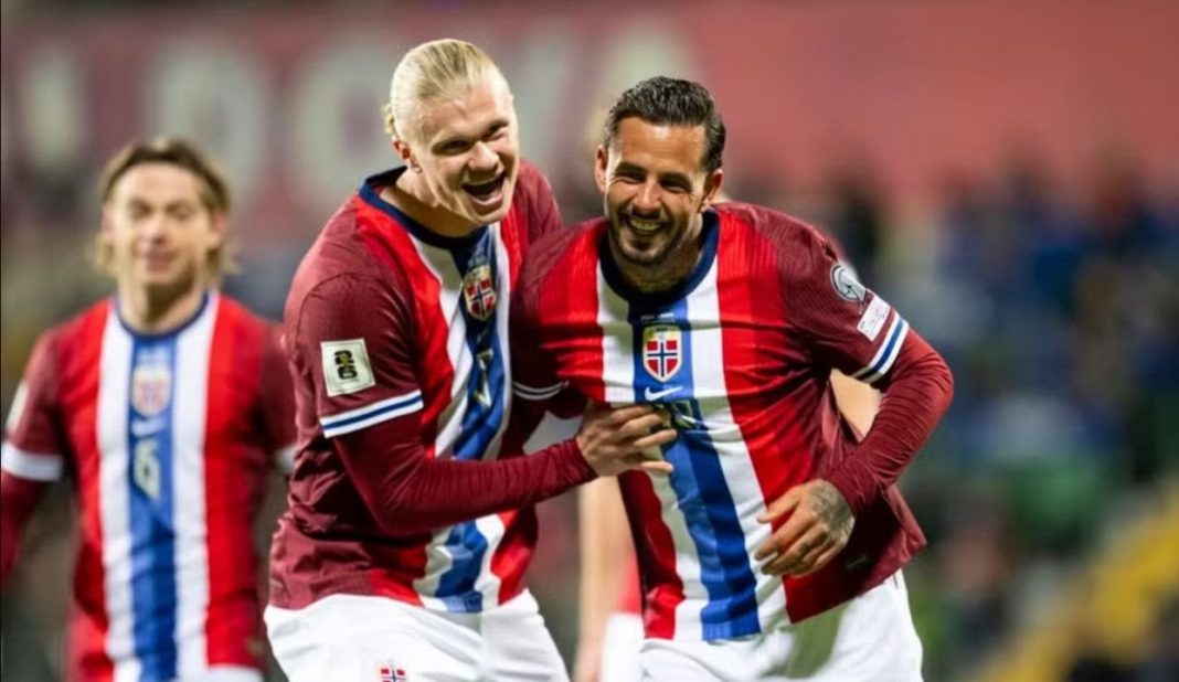 Erling Haaland mencetak gol kedua dalam kemenangan Norwegia vs Moldova 5-0 di Kualifikasi Piala Dunia 2026, Minggu (23/3/2025).