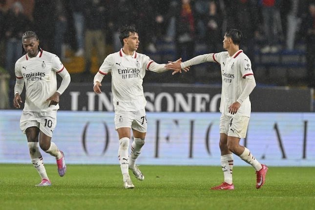 Pemain AC Milan merayakan gol ke gawang Genoa di Serie A, Selasa (6/5/2025) dini hari WIB.