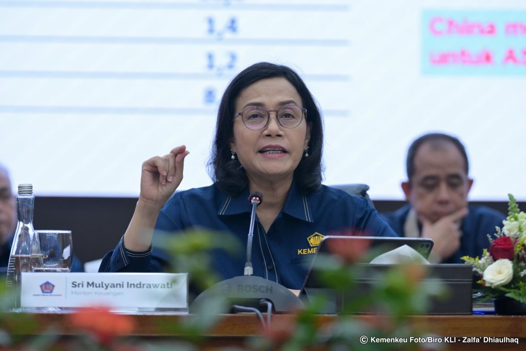 Menkeu Sri Mulyani menegaskan pentingnya kerja sama bilateral Indonesia–AS dalam konferensi pers APBN KiTa, Jakarta, Rabu (30/4/2025). (Dok/Kemenkeu)