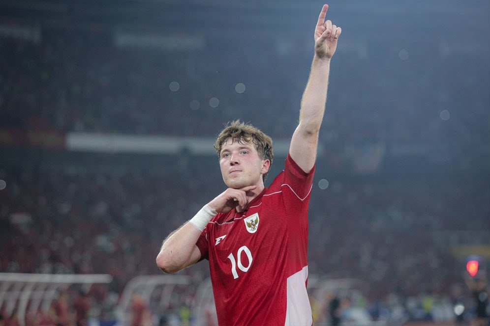 Selebrasi Ole Romeny usai menjebol gawang Timnas China, Kamis (5/6/2025).