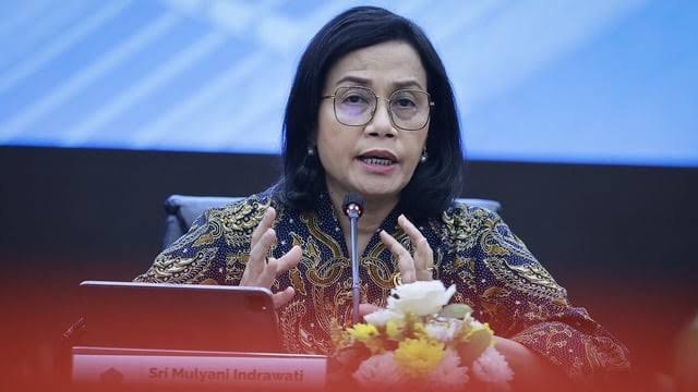 Menteri Keuangan Sri Mulyani Indrawati memberikan keterangan pers usai rapat terbatas bersama Presiden di Istana Merdeka, Jakarta, terkait peluncuran stimulus ekonomi.